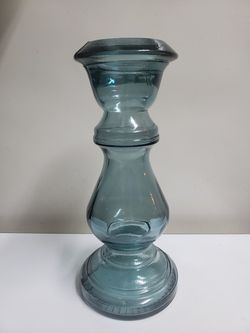 Massive teal industrial strength spindle glass vase