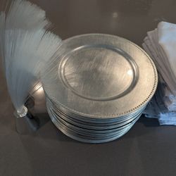 Party Set Of 40 Plates + 40 Napkins + 3 Fiber Optic Table Toppers - Perfect For Events, Birthdays, Weddings And Special Events 