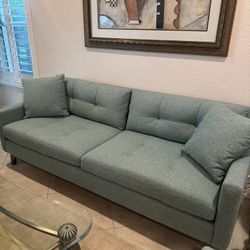 Nari Fabric Tufted Estate Sofa 88” L & Nari Arm Chair By Ashley Furniture - Excellent Condition - Originally $1600