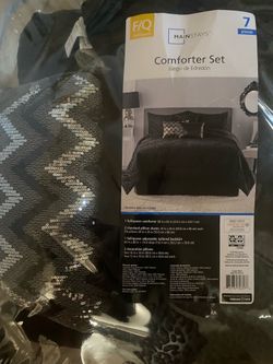 NEW 7PC FULL/QUEEN BLACK 7PC COMFORTER SET