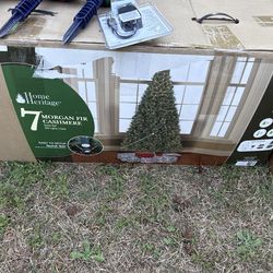 Home Heritage 7ft Morgan Cashmere Quick Set Fir Christmas Tree and Lights and Decorations!!