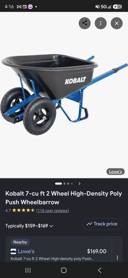 Kobalt 7 Cu Ft 2-Wheel Poly Wheelbarrow