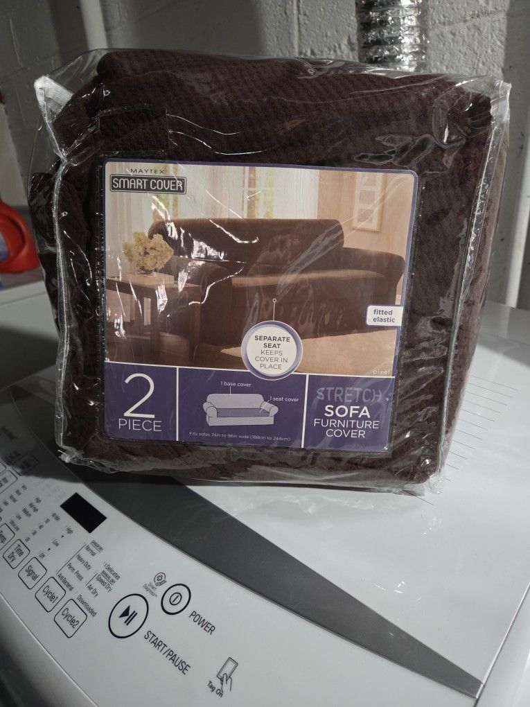 Maytex 2 PC Stretch Sofa Cover (Chocolate)