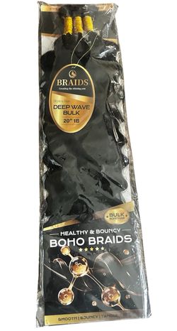Deep Wave Bulk Human Hair for Boho Braids - 12A Premium Grade 1B, 20 Inch