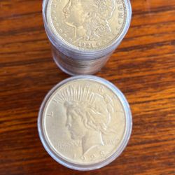 Morgan And Peace Silver Dollars