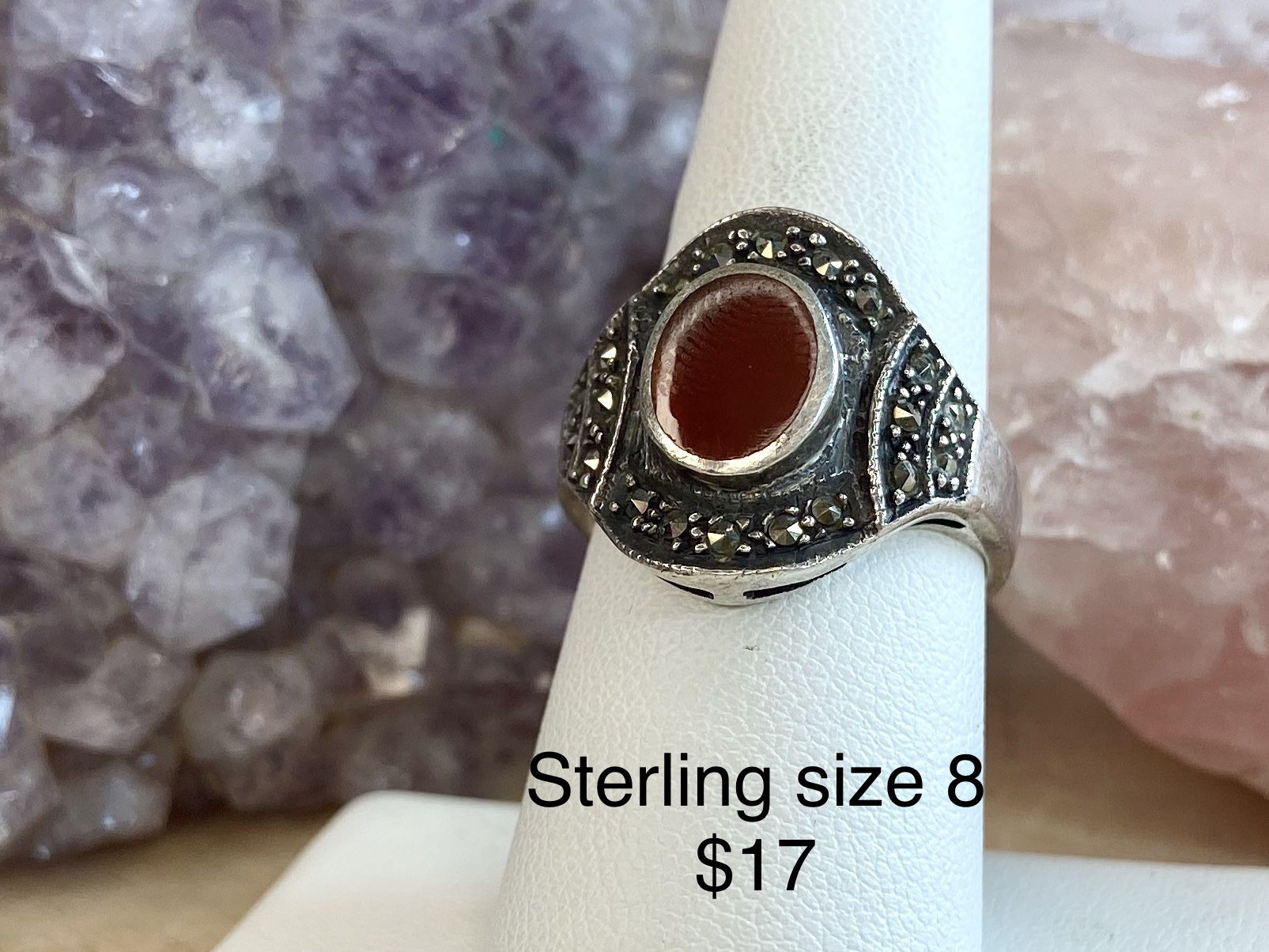 Sterling silver ring red stone