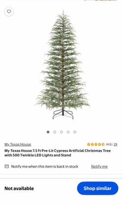 My Texas House 7.5 ft Pre-Lit Cypress Artificial Christmas Tree with 500 Twinkle LED Lights and Stand