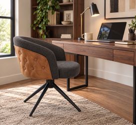 Modern Swivel Accent Chair Dark Gray and Tan