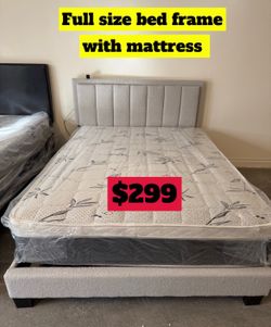 Full size bed frame with pillow top mattress included
