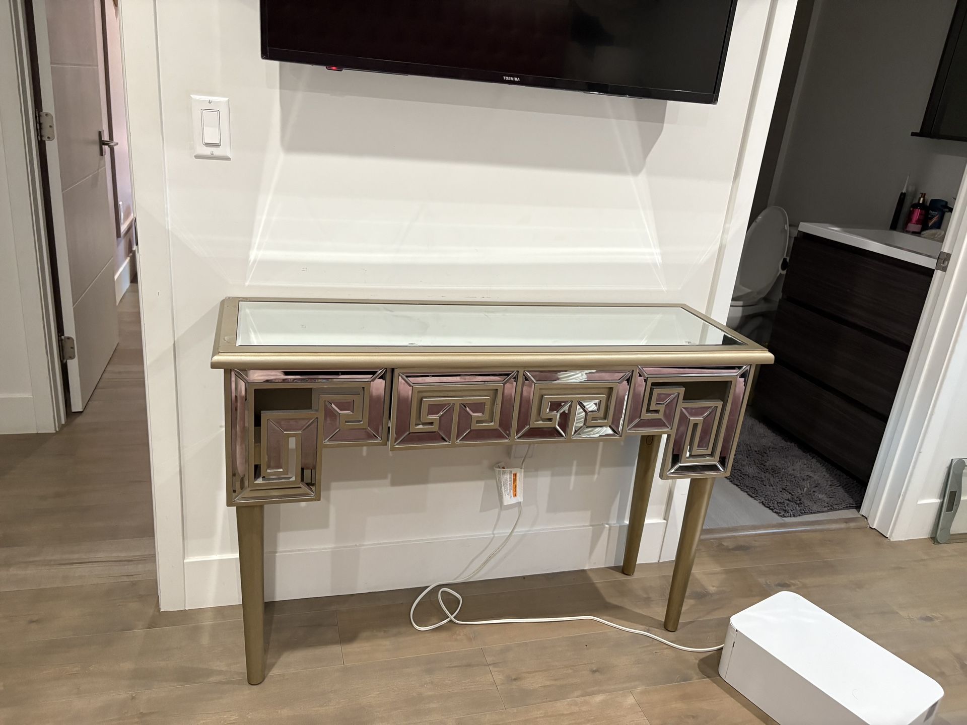 Mirrored Gold Console Table