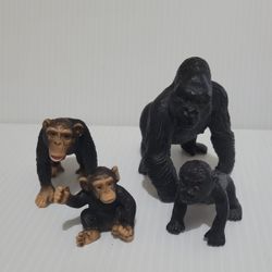 Schleich Vintage Silverback Gorilla & Chimpanzee Family Figurines Toys Lot Of 4.
