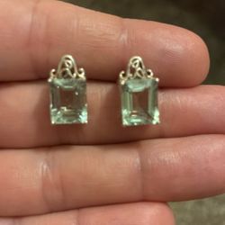 Green Amethyst Earrings Silver