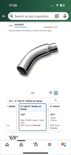 exhaust elbow 4-5 without a clamp extension pipe