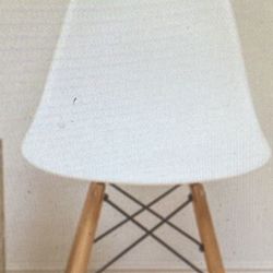 Set Of 2 Paris Tower Dining  White Side Chairs With Wood Legs