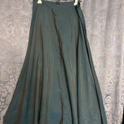 Metallic Green Formal Maxi Silk Skirt