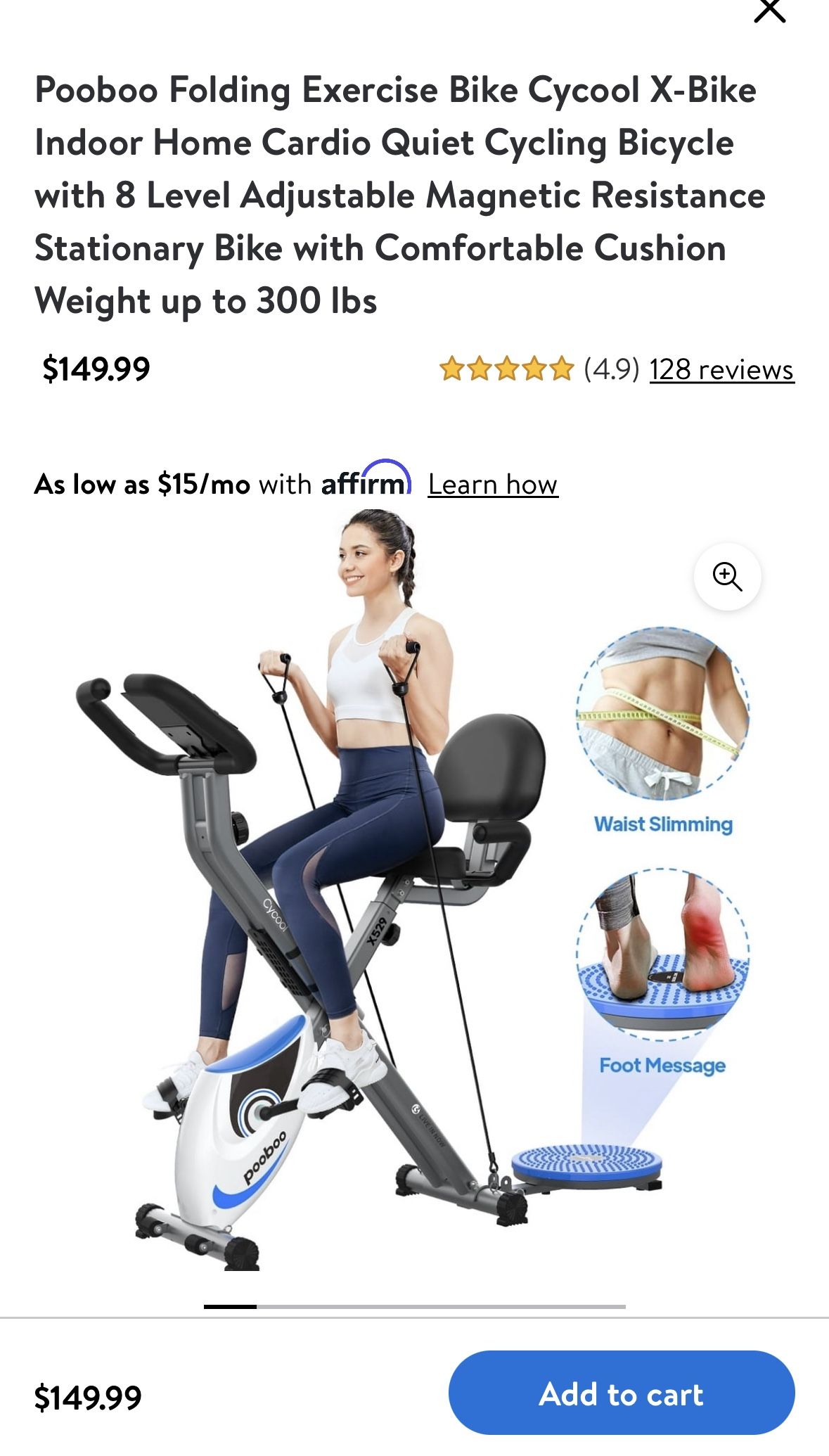 Pooboo Folding Exercise Bike Cycool X Bike Indoor Home Cardio