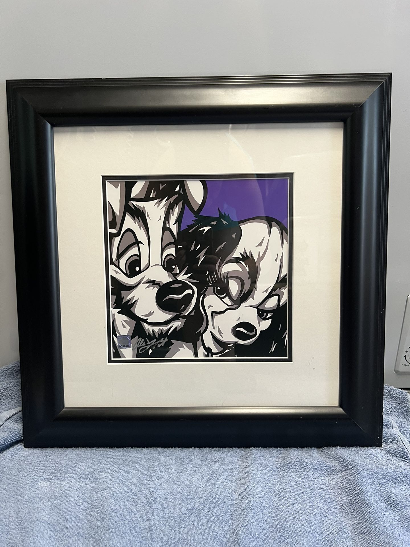PUPPY LOVE, FROM DISNEY'S LADY AND THE TRAMP BY ALLISON LEFCORT LITHO ON PAPER FRAMED AND MATTED