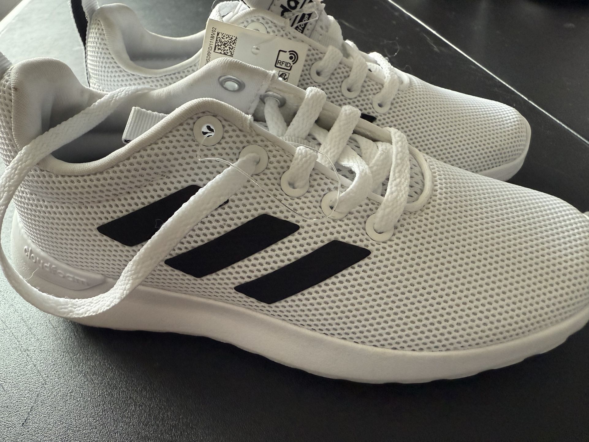 Adidas Mesh White Sneakers with Black Stripes