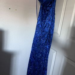 Blue Sparkling Prom Dress