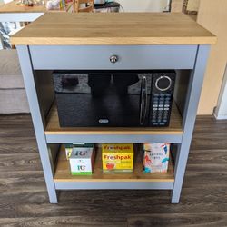 Grey/Natural Oak Ikea Tornviken Kitchen Island Counter (Microwave
