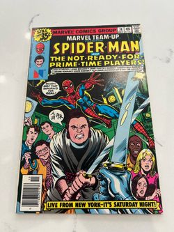 Marvel Team-Up #74 - Spider-Man & SNL(Belushi, Akroyd, Murray, Radner, Stan Lee) Newsstand VF+