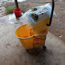 Mop Bucket And New Mop Heads 