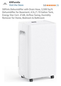 Brand new.  Available in Hesperia. 50Pints Dehumidifier with Drain Hose, 3,500 Sq.Ft Dehumidifier for Basement, 4.5L/1.19 Gallon Tank, Energy Star Cer