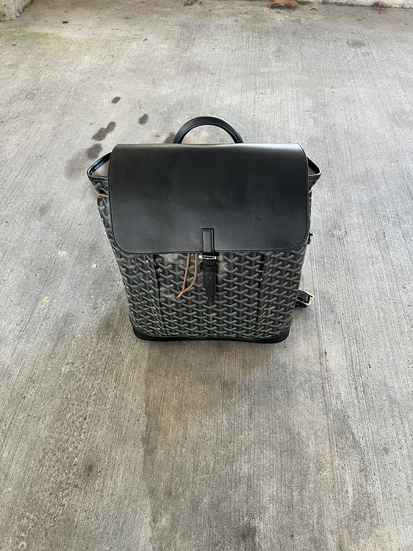 Black and brown Goyard backpack
