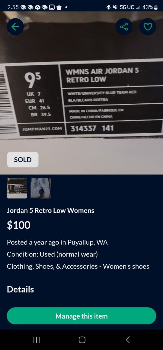 Jordan 5 Retro Low Womens