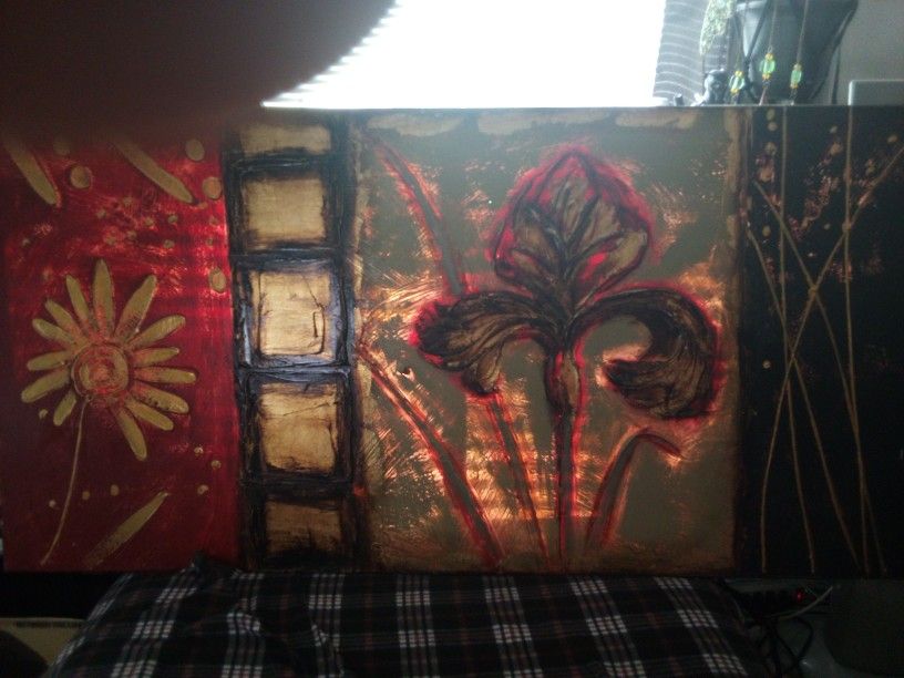 Cuaros Tripticos Altered Wild. Flowers Art deco