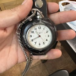 Coleman Pocket Watch Silver Tone White Dial Japan Movement