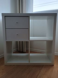 Kallax, Shelf Unit, White, ~30” x 30”, with 2-Drawer Insert