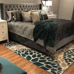 Gray Tufted Bed