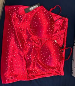 2 piece skirt set Red