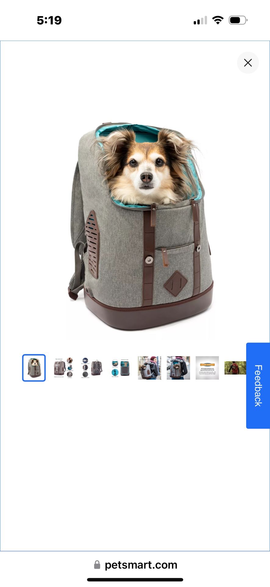 Kurgo K9 dog Cat Animal Rucksack backpack- Heather Grey retails $130
