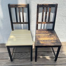 2 x Solid Wood Wood Chairs Brown Rugged Edgy (Silver Lake)