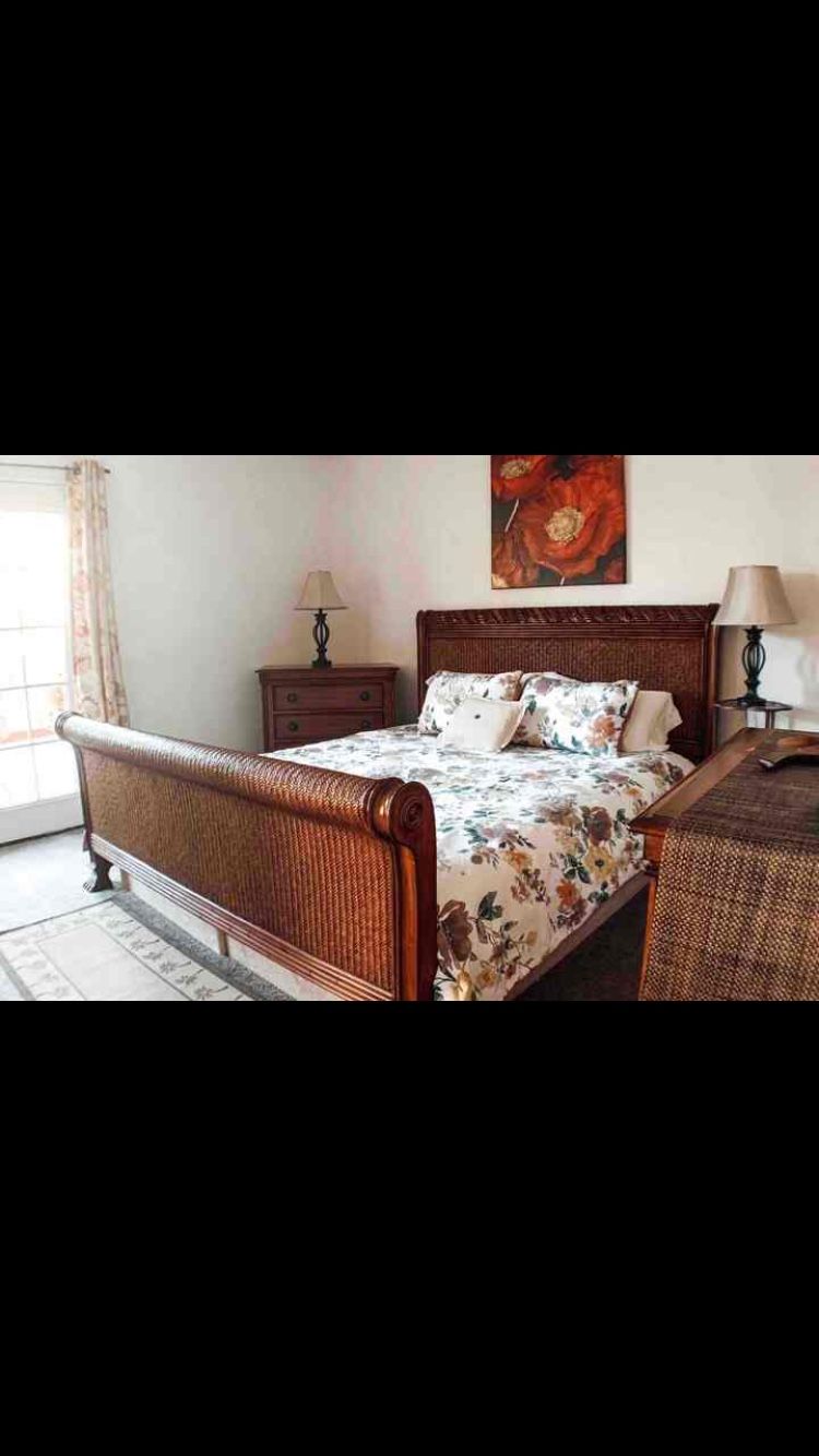Tommy Bahama King Bed Frame With Mattress and Box Springs