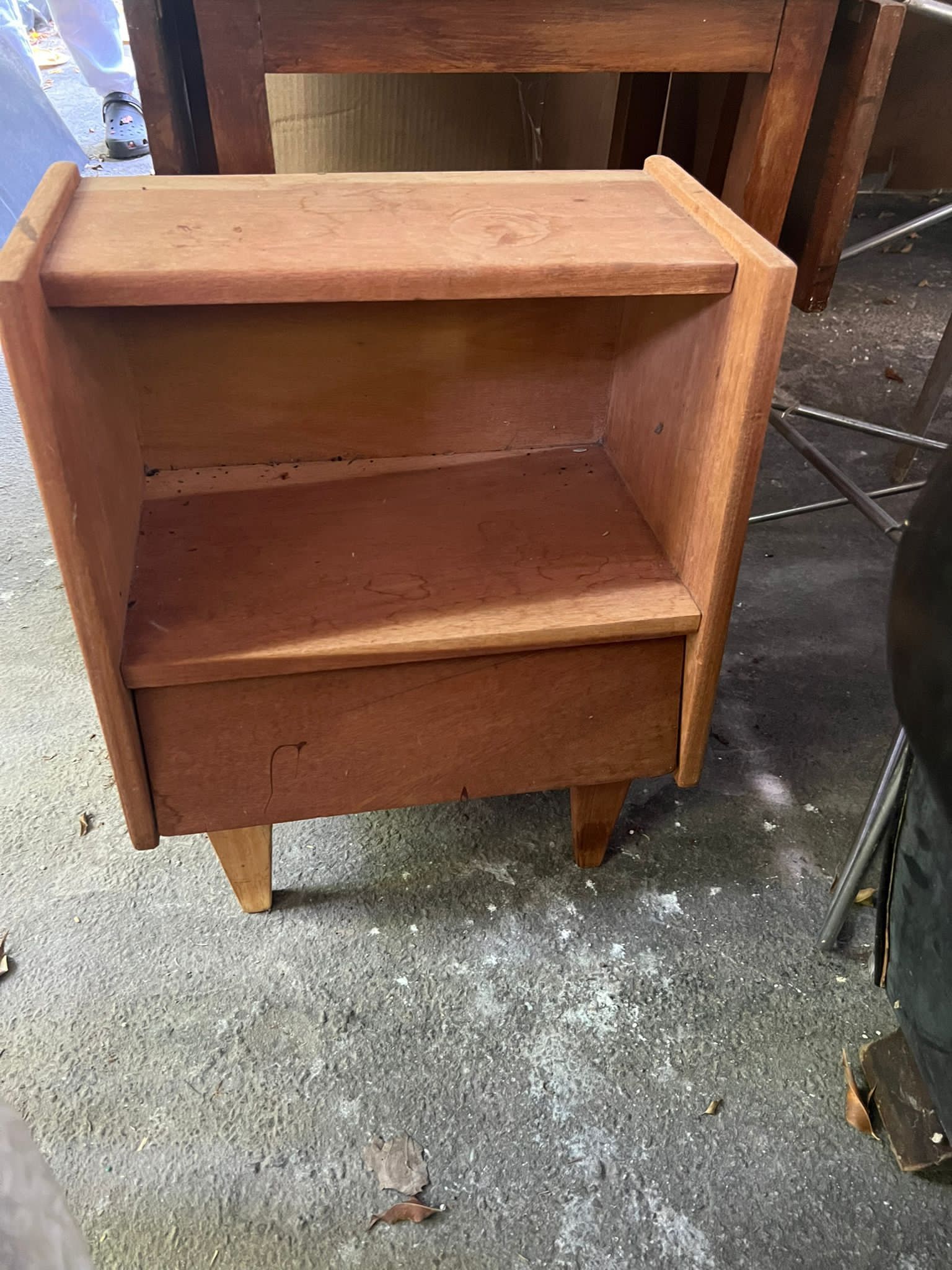 Mid-century wood night table.