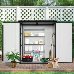 H-t-2 5x3FT Outdoor Storage Shed Waterproof Resin Cabinet with Lockable Doors for Bikes and Patio Furniture