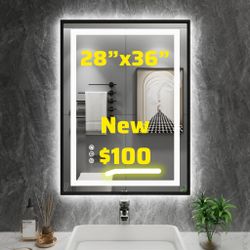 🔥Lighted Dimmable  LED Bathroom Mirror – 28x36” – BRAND NEW! AMORHO 🔥
