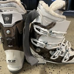 Salomon White Shrew Starlight Women Ski Boots Size 25.5