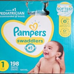 198 Count Pampers Swaddlers Size 1