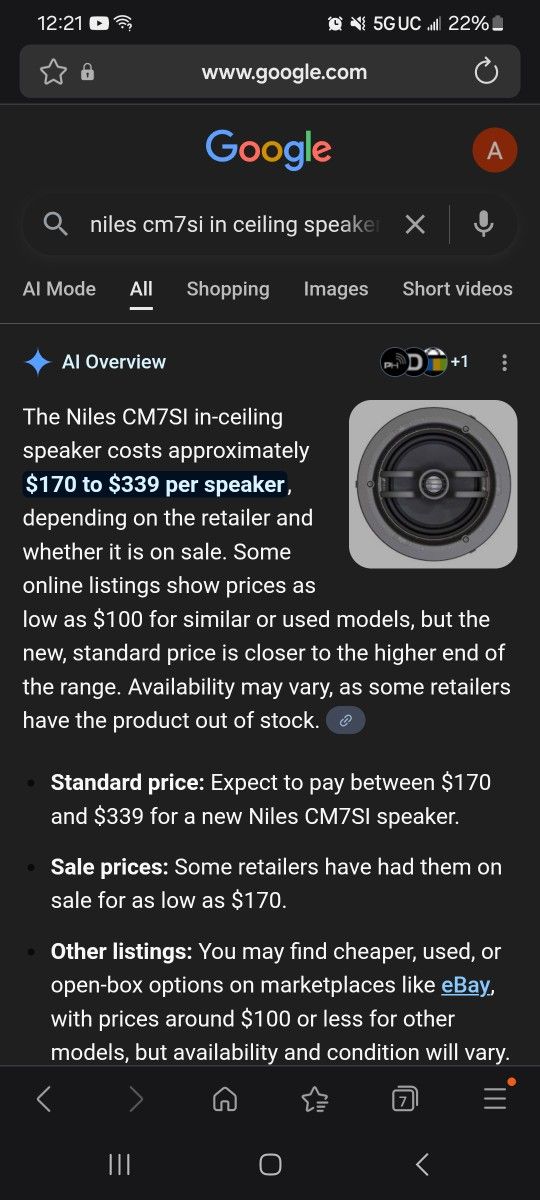 Niles Cm7si In-Ceiling Speakers