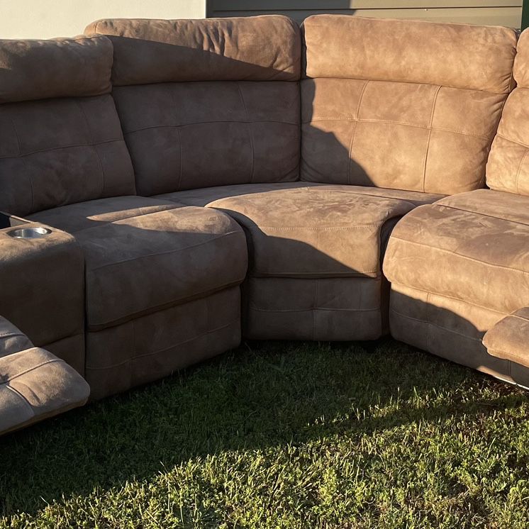 Beige/Tan Double Reclining Sectional Couch