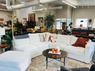 Lovesac Sactional Modular Sectional Sofa with Ottoman - Cream/White