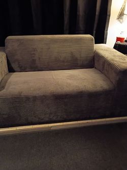Gray corduroy loveseat