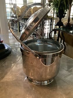 Silver Plate Ice Bucket Latched Top Vintage