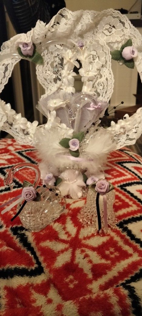 Vintage Crystal Wedding Cake Topper