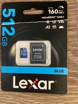 New Lexar 512GB Blue Micro SD Card Up to 160MB/s microSDXC UHS-I Memory Card