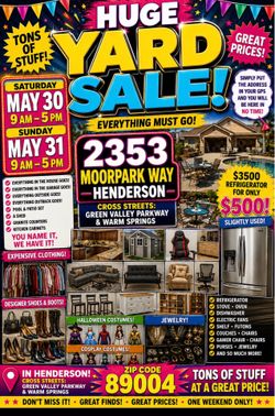 Big yard sale May 30 and May 31